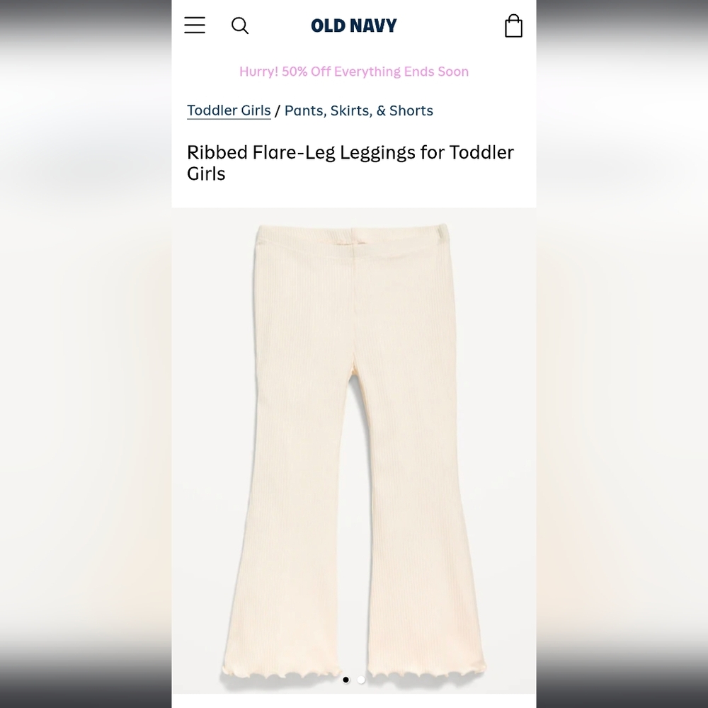 Old Navy Cream Ribbed Flare-Leg Leggings for Toddler Girls Size 6T